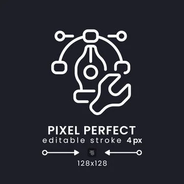 Design tools white linear desktop icon on black Stock Illustration