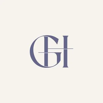 Design typography GH initial letter logo purple color Stock-Illustration