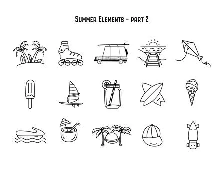 Design of various summer symbolsand elements isolated イラスト素材