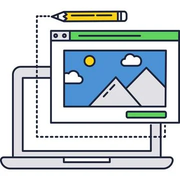 Design vector icon flat computer isolated on white Illustrazione stock