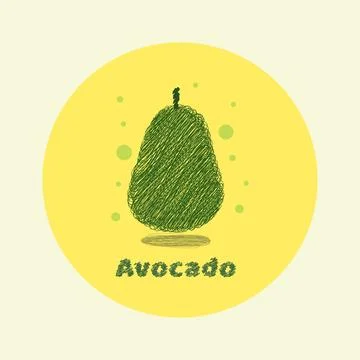 Design vector illustration of scribble avocado fruit Stock Illustration