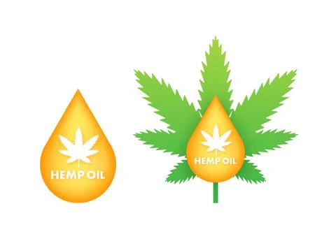 Design vector. Realistic flat hemp oil design. Web banner Ilustración de archivo