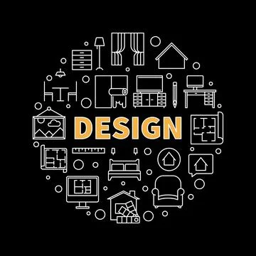Design vector round Interior Decoration thin line illustration Stock Illustration