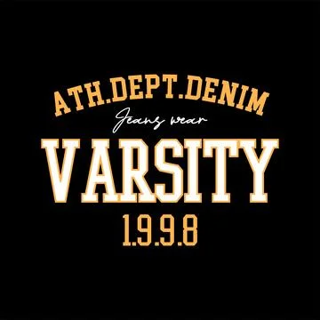 Design vector typography for t-shirt streetwear clothing. varsity concept. .. Stock Illustration
