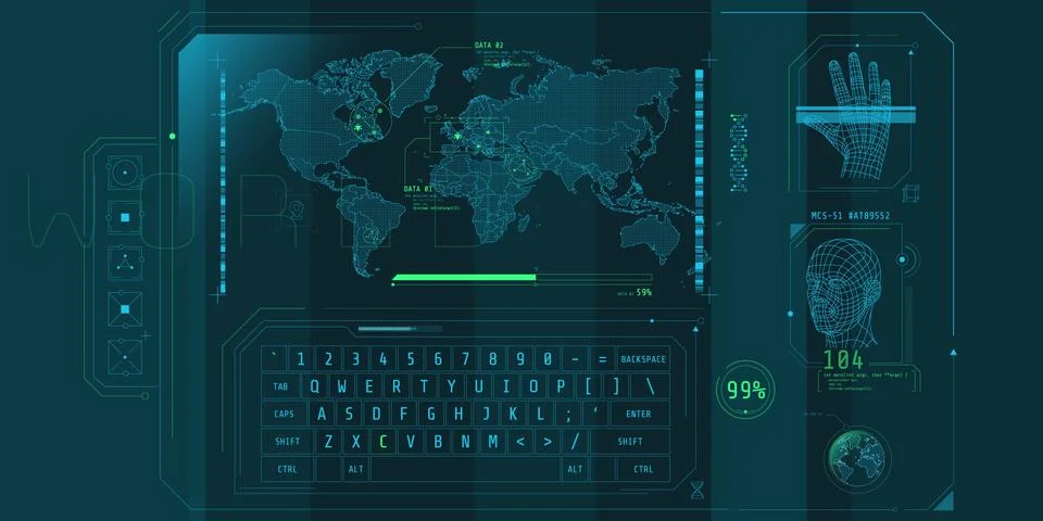 Design of the virtual interface of the access protection program. Stock Illustration
