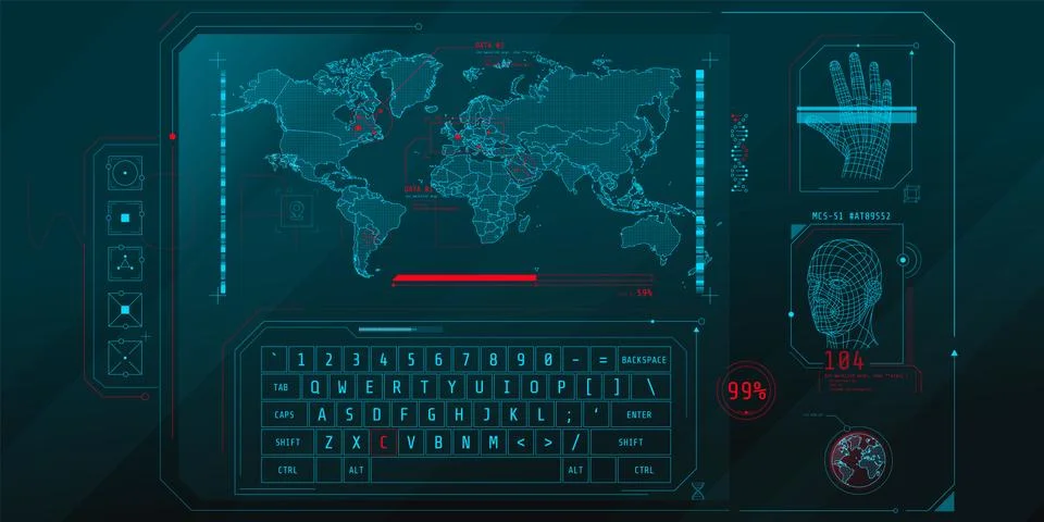 Design of the virtual interface of the access protection program. Stock Illustration