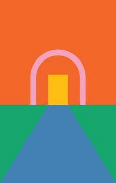Design wall art bold arc vibrant unique abstract colorful Stock-Illustration