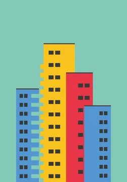 Design wall art building unique abstract tower colorful Stock-Illustration