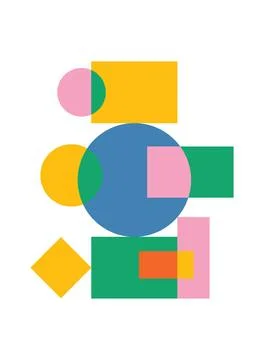Design wall art circle rectangle bold colorful stack unique abstract isolated Stock Illustration