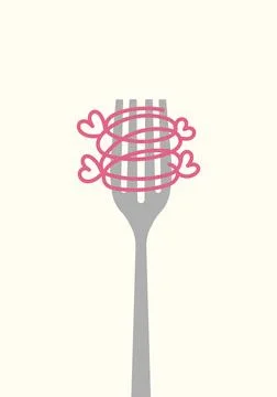 Design wall art fork love noodle unique poster abstract Ilustração Stock