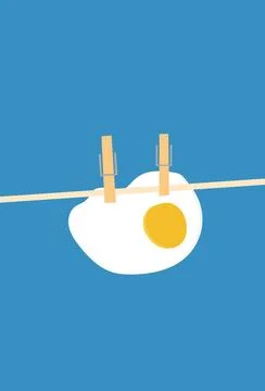 Design wall art hanging egg omelette funny with sky Stock Illustration