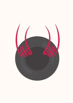 Design wall art poster disk dj with devil red horn unique 库存插图