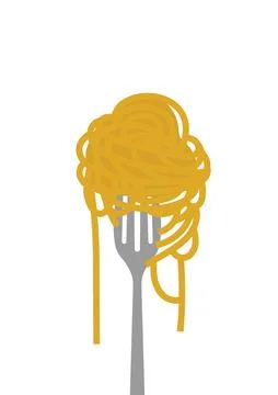 Design wall art poster fork on noodles wall art poster unique Stock Illustration