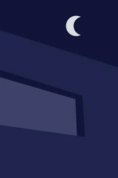 Design wall art poster perspective view night dark Иллюстрация