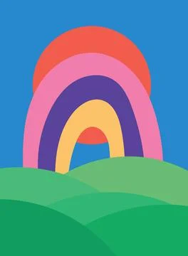 Design wall art poster retro cute unique abstract bold vibrant Ilustração Stock