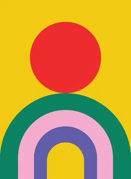 Design wall art rainbow bold vibrant unique design abstract retro イラスト素材