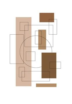 Design wall art rectangle beige cozy abstract unique Stock Illustration
