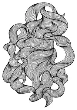 Design with wave line curls. Stock Illustration