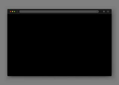 The design of the web browser window in black on a dark gray background. Stock Illustration