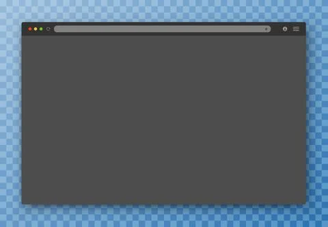 The design of the web browser window in gray on a blue background. Illustrazione stock