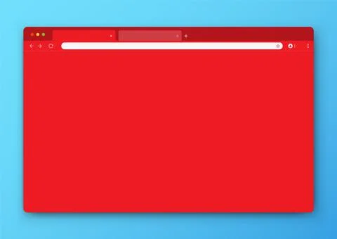 The design of the web browser window is red on a blue background. Stock Illustration