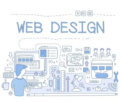 Design Web design graphics, pen tool to create UI, mobile UI and UX frame Stock Illustration