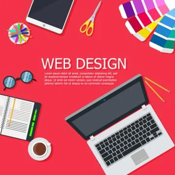 Design web interface website computer. Development responsive mobile, tablet, Illustrazione stock