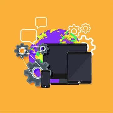 Design web interface website computer. Development responsive mobile, tablet, Illustrazione stock