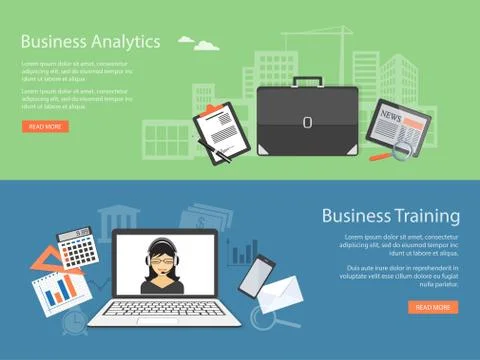 Design for website of business training, analytics Stock Illustration