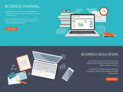 Design for website of business training Stock Illustration