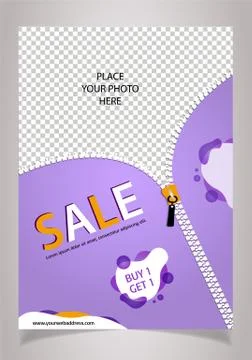 Design white A4 size Sale banners for social media and Print with place for p Stock Illustration
