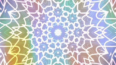 Design with white lines forming geometric shapes in a kaleidoscope overlay patte Stock Footage 321541833