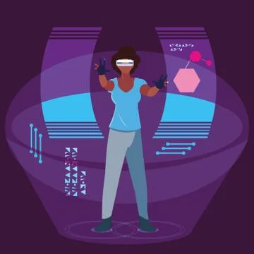 Design of woman using technology of augmented reality Illustrazione stock