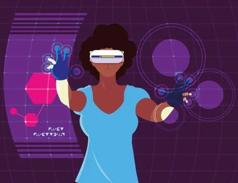 Design of woman using technology of augmented reality 스톡 일러스트