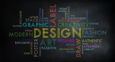 DESIGN word cloud. Innovation, idea, creativity, and design Concept. Stock Illustration