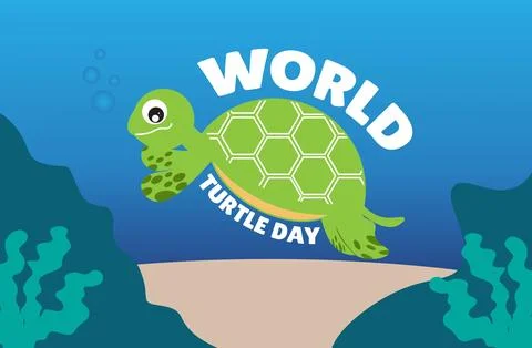 Design for world turtle day vector cartoon style Illustrazione stock