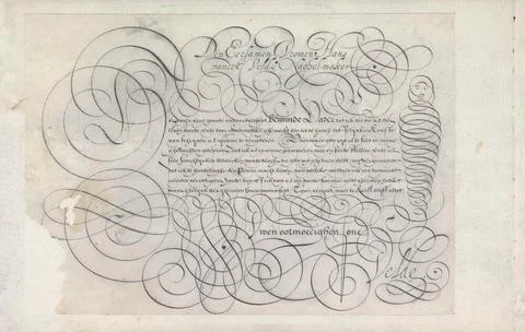 Design of a write example: Den Eersmen Vromen Hans Vanden Velde (...); Spi... Stock Photos