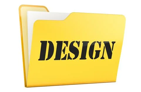 Design yellow folder with documents. 3D rendering Иллюстрация