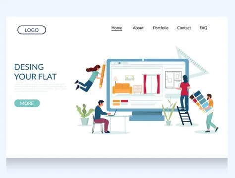 Design your flat vector website landing page design template Stock Illustration