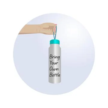 Design for zero waste concept with "bring your own water bottle" idea Stock Illustration