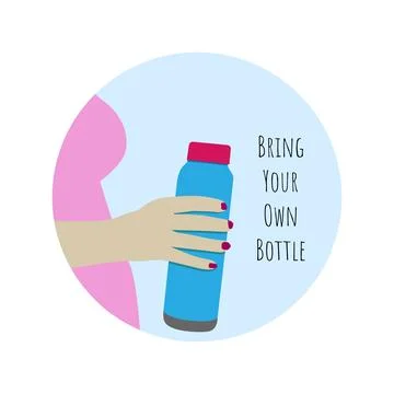 Design for zero waste concept with "bring your own water bottle" idea Stock Illustration