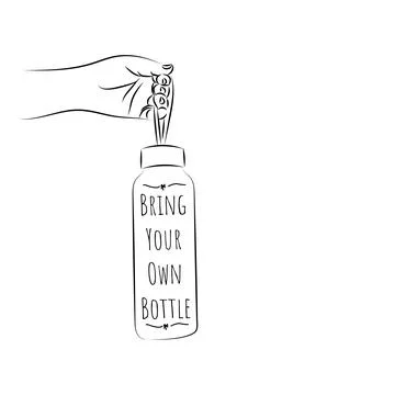 Design for zero waste concept with "bring your own water bottle" idea Stock Illustration