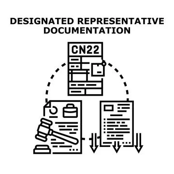 Designated representative documentation legal customs process Stock Illustration