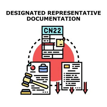 Designated representative documentation legal customs process Stock Illustration