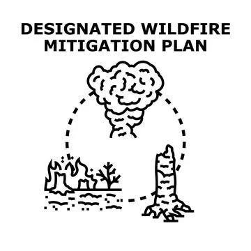 Designated wildfire mitigation plan preventing destruction Stock Illustration