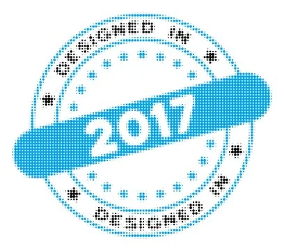 Designed In 2017 Stamp Halftone Icon 스톡 일러스트