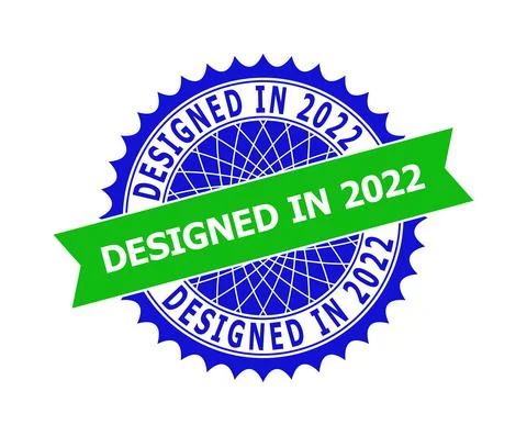 DESIGNED IN 2022 Bicolor Clean Rosette Template for Stamps Stock Illustration