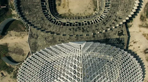 Designed by architect Calatrava under costruction. Vertical Aerial video N. Stock Footage 62471907