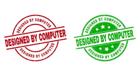 DESIGNED BY COMPUTER Round Watermarks Using Corroded Style Illustrazione stock