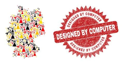 Designed by Computer Scratched Stamp Seal and German Map Collage of Industrial Stock Illustration